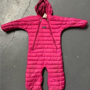 Patagonia Pink Hooded Baby Bunting Suit